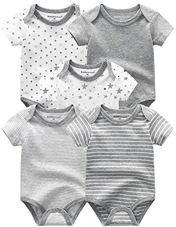 Kiddiezoom Baby-bodys, byxor för spädbarn, sparkdräkt, klädset, kläder för pojke, flicka, bomullsmössa, vantset mot rivmärken, 3-6 Månader