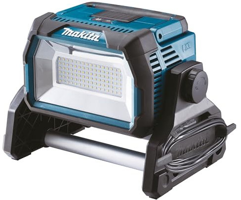 Makita DML809 LED-Baustrahler 14,4V-18V, 230V (ohne Akku & Ladegerät), max. 10.000 Lumen, 3 Helligkeitsstufen, Leuchtkörper um 210° schwenkbar, 2,5 m Netzkabel, IP65