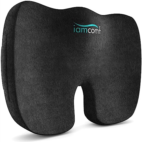 iamcomfi Coccyx Cushion for Tailbone Pain Relief – Soft Hardness - Memory Foam Sciatica Pillow for Back, Hip & Coccyx Pain – Office Chair Desk & Car Seat Cushion – Orthopaedic Pressure Pillow