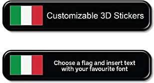 LABELBIKE 2 Aufkleber 3D Etiketten Anpassbare Flagge + Name | Harzschutz, kratzfest, dekorativ, wasserdicht, für Motorrad, Helm, Fahrrad, Auto, 1 x 5 cm