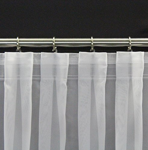 EASYHomefashion Fertiggardine nach Maß Voile Store weiß, maßgefertigt, halbtransparent mit FLACHFALTE. Größe wählbar (Höhe 80-295 cm, Breite 200-1200 cm), Variante 230 x 250 cm (Höhe x Breite)