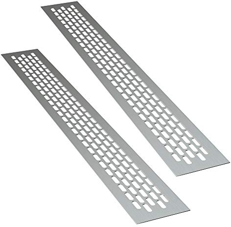 sossai® Grille de ventilation en aluminium - Alucratis (2 pièces) | Rectangulaire - dimensions: 44 x 6 cm | Couleur: alu | grille d'aération