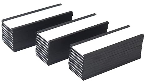 MVISUAL C Channel Magentic Label Holders 1x3 Inches with Paper Inserts and Clear Plastic Protectors, Pack of 30, Magnetic Data Card Holders File Cabinet Labels