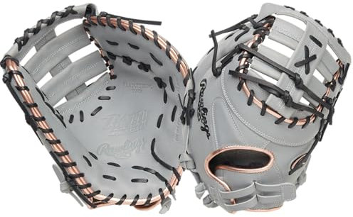 Rawlings Damen Liberty Advanced Color Series Fastpitch Softball-Handschuh, Grau/Roségold/Schwarz | Einzelpfosten Doppelstabgewebe, 13 | First Base
