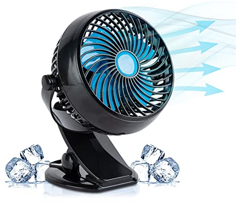 iN Mini Fan – Portable USB Rechargeable Desk Fan, Quiet 360° Rotating with Wall Mount, Small Cooling Fans for Home, Office, Stroller & Camping (Charging Cable Included)