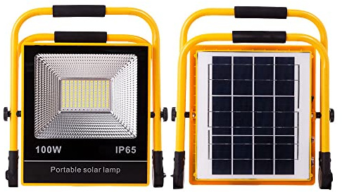 Proyector LED Solar 100W 6500K Panel: 6V/12W Batería: 3,2V/18000MaH Control Remoto [HO-SOLARFL-100W-05] | Greenice