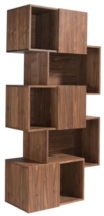 Ángel Cerdá - Estantería de Madera Nogal con Cajones - Estantería de Libros Moderna - Estantería Mueble para Salón - Duradero y Funcional - 85 x 40 x 181 cm