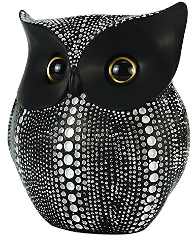 ODIWEN Eule Dekoration Figur Statue Kreatives Geschenk, Eulen Kunstharz, Garten Ornament, für den Hausgarten Statuen, Dekofigur Eule Gartendeko, Eulen Statue für Wohnkultur Akzente