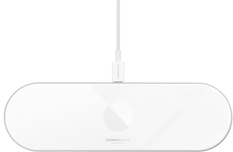 VONMÄHLEN Aura Home - Wireless Charging Pad - 3in1 Schnellladegerät, Magnetisches Multi-Gerät-Ladepad, Kompatibel mit Handyhüllen bis zu 7mm, Hochwertige Materialien, Minimalistisches Design - White