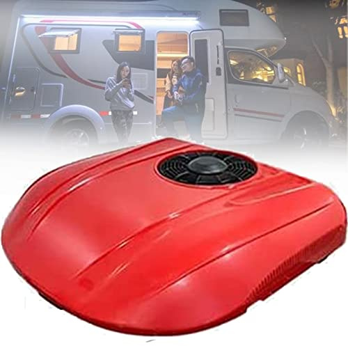 Climatiseur 2 en 1 RV 12V/24V DC - Système de Climatisation électrique de Toit et de Stationnement pour Camping-car, Voiture, Camion, Camper Pe - Rouge-12V