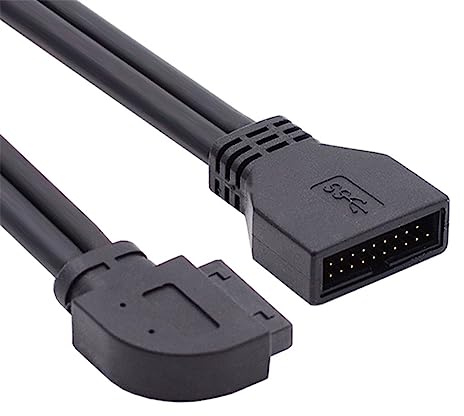 NFHK Left Angled USB 3.0 20Pin 19Pin Male to Female Extension 5Gbps Cable 90 Degree for Motherboard Mainboard