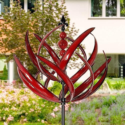 Windrad für Draußen Buntes Windrad, Gartendeko Für Draußen Wetterfest, Windspinner aus Metall, Gartenstecker Windspiel Gartendeko Windspiel, Windspiel Kinetische Skulptur für Garten, Rasen, Hofkunst