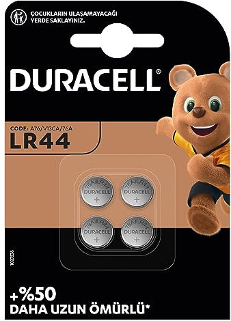 Duracell Custom LR44 - Set di 4 batterie alcaline a bottone 1,5 V (76 A/A76/V13GA)