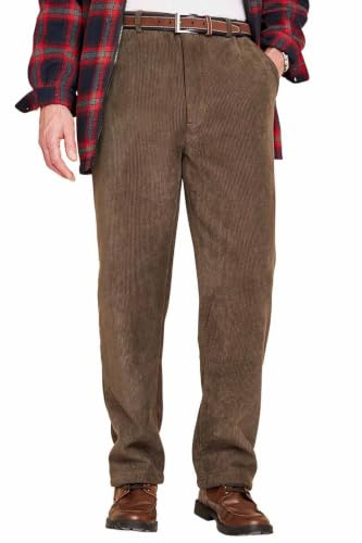 Pegasus Men's Sherpa Lined Corduroy Trousers with Stretch Waist, 8 Wale Cord Thermal Pants with Button & Zip Fly