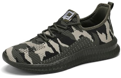 LCGJR Men's Walking Shoes Ultra Light Running Shoes Breathable Casual Fashion Sneakers Comfortable Mesh Workout Shoes Camo 9