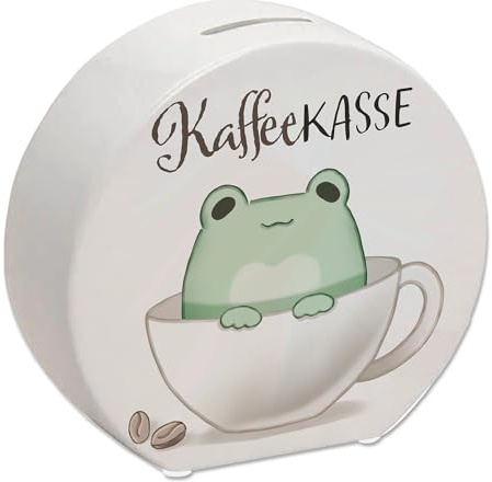 Frosch Spardose mit Spruch Kaffeekasse Kawaii Comic Frosch Spardose Süß Knuffig Relax-Geschenk für Geburtstag