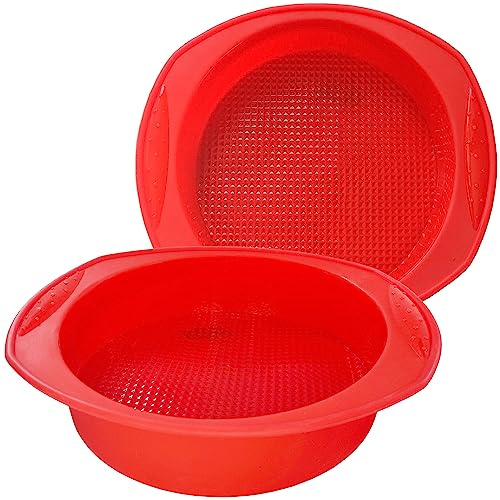 dility Silicone Cake Tins for Baking, Extra Large Cake Mould, Nonstick & Quick Release, Silicone Baking Tins for Cheesecake, Rainbow Cake and Layer Cake 9 Inch(2 Pack)