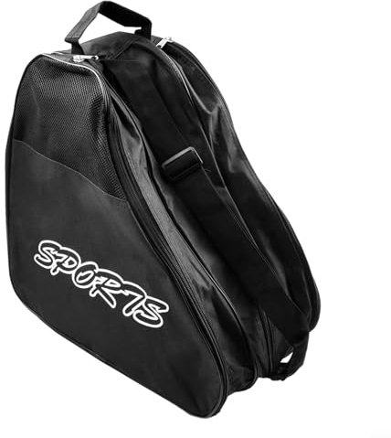 Schlittschuhtasche für Kinder, Erwachsene, Schlittschuh-Tragetasche, dreilagiges Design, breite Griffe, Schwarz