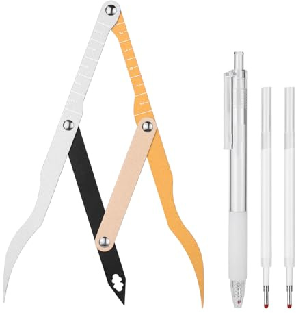 ATOMUS Righello per sopracciglia in lega di alluminio per tatuaggi, rapporto aureo, strumento di trucco con penna bianca da 0,8 mm, punta ispessita, pinza microblading per posizionamento delle