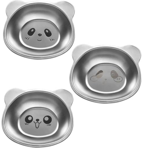 Muteitt 3 Pcs Stainless Steel Bowls, Cute Bear Kids Feeding Bowls Snacks Bowls, Unbreakable Soup Bowls Salad Bowls Metal Serving Dishes for Rice, Noodle