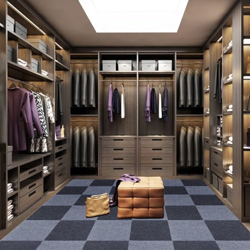 30 Pcs Carpet Tiles Grey, 30 x 30 cm Self Adhesive Carpet Tile Anti-Slip, Dark/Light Grey Carpet Tiles Easy Peel and Stick, Hard Wearing Flooring Carpet Tile for Bedroom Living Room Office