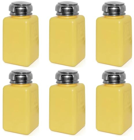 Lot de 6 flacons de solvant ESD anti-statique EPA anti-statique en polyéthylène haute densité, pompe distributeur de liquide en acier inoxydable avec pompe pour frotter l'alcool, le vernis à ongles,