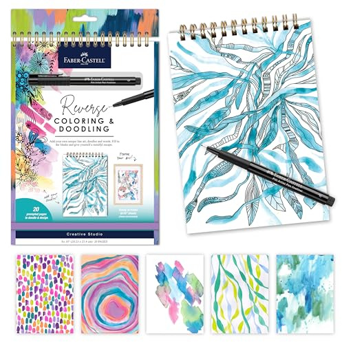 Faber-Castell Reverse Coloring & Doodling Book: Brights - Entspannendes Malbuch für Erwachsene gegen Angst, umgekehrtes Malbuch für Erwachsene, Malbücher für Erwachsene Entspannung
