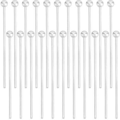 Beebeecraft 1 Box Mit 200 Kugelkopfstiften 925 Ohrringstiften Aus Sterlingsilber Plattiertes Messing 24.5mm Silberne Kugelstifte Zur Schmuckherstellung Zubehör DIY Ohrringe