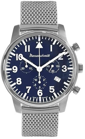 Messerschmitt Herrenuhr Chronograph Mesh Band/Blau ME-4544P-M