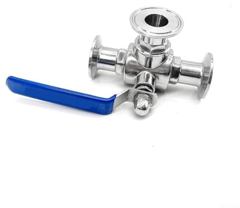 HEBEOT Tri Clamp Sanitär-Kugelhahn 3-Wege-Kugelhahn T-Port Edelstahl Tri 3-Wege-Kugelhahn für Hochdruckanwendungen 200 * 130 * 70 mm (A)