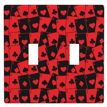 Placca di copertura per interruttore della luce a levetta, 2 piastre da parete di dimensioni standard 11,4 x 11,4 cm, carte da gioco, doppia piastra di copertura per interruttore della luce