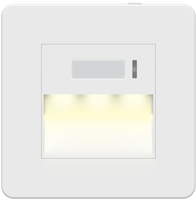 LIDER Full Guide Light with PIR Motion Sensor, White (Not Plug-In Version) | In-Wall Auto Night Light, No Earth, Neutral Required, Adjustable Brightness & Time Delay, Glossy, UKCA Certified
