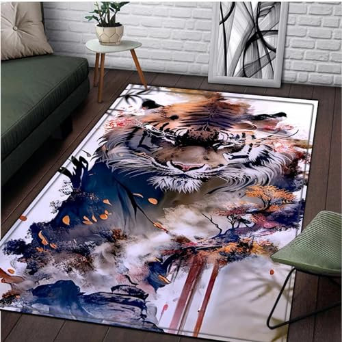Bettvorleger 3D-Illusionsteppich Kleiner Teppich Wildtier-Tiger Teppich,Schlafzimmerteppich,Jungenteppiche Für Schlafzimmer,Wohnzimmerteppich 200 X 300 cm - Leicht Zu Reinigen-9472446462