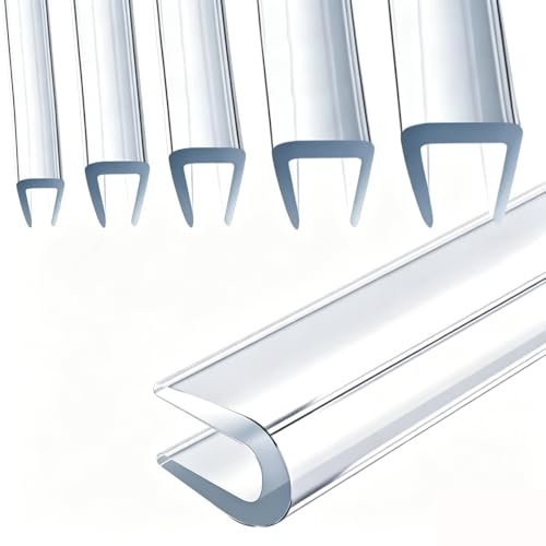 Protezione per Bordi in Vetro Trasparente, Morbide Striscia di Tenuta per Bordo A U 0.5-26mm, Striscia Protettiva per Bordi del Canale in PVC per Porte Finestre(12-13mm)