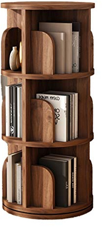360° drehbares Kinder-Bücherregal mit verstellbarer Höhe, mehrschichtiges Aufbewahrungsregal für Wandecke, Walnussholz-Finish, 39 x 99 cm