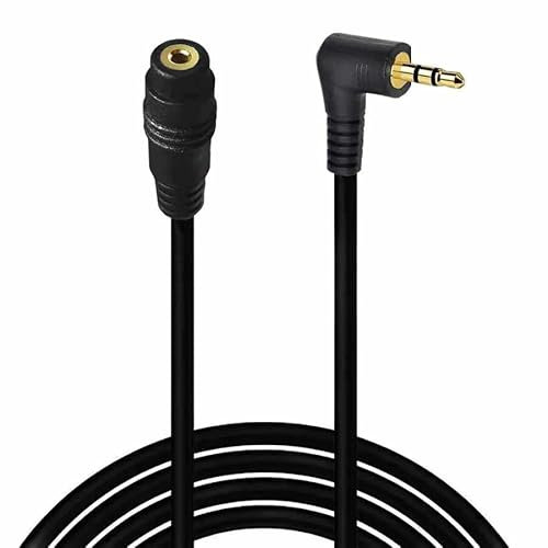 TECHZOCO Câble rallonge audio stéréo, connecteur jack 90°, audio stéréo 3,5 mm mâle à femelle, convient pour haut-parleurs, écouteurs, mobile, tablette, MP3, noir, 0,50 m