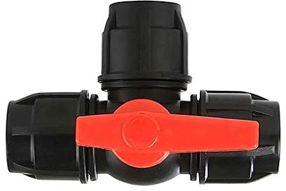 PVC-Kugelhahn-Knauf， 1/2 3/4 1 2 Dreiwege-Kugelhahn aus Kunststoff, 20-63 mm T-Typ PE-Schnellanschluss for Rohre(Black Type,32mm)