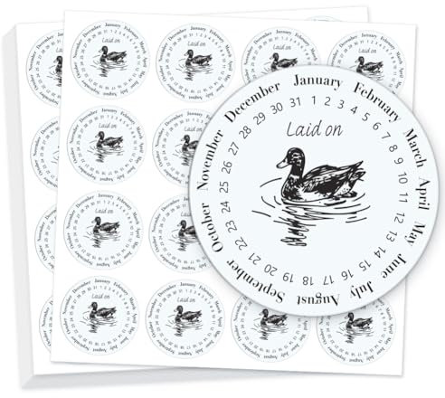 GOMAKERER 320 Pcs Duck Egg Laid on Stickers, Farm Fresh Eggs Sticker Round Eggs Stickers PET Adhesive Egg Packaging Sticker for Box Container Carton Farm Supplies, 50.8mm