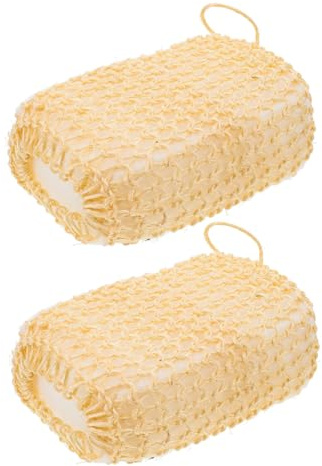 ELAYARD Cordón Elástico para Baño en Casa 2 Esponjas Exfoliantes de Sisal que Promueven la Circulación Sanguínea y Mejoran la Limpieza del Cuerpo