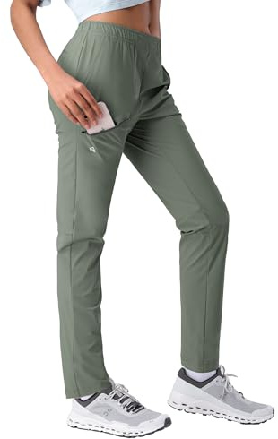 Pioneer Camp Pantalon de jogging femme léger pantalon de loisir respirant séchage rapide pantalon de sport UPF50+ avec 3 poches, Vert armée., M