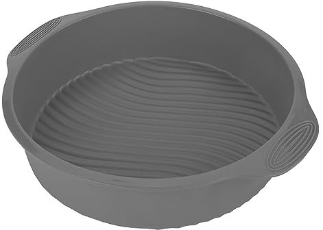 Tomvorks Stampo per Torta in Silicone di Forma Rotonda, Resistenza alle Alte Temperature, Robusta Teglia da Forno, (Grigio)