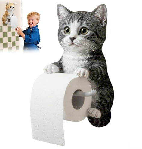 Cat Toilet Roll Holder,Katzen-toilettenpapierhalter,katzenpapierrollenhalter, Klopapierhalter Harz Rollenhalter Ohne Bohren,WC Klopapierhalter Papierhalter Für Toilette Badezimmer Küche-C