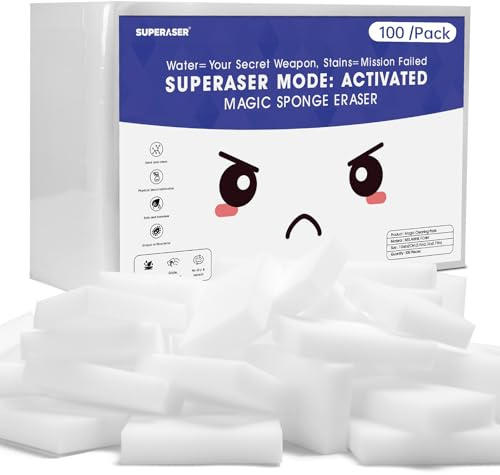 Magic Sponge Eraser, Bulk 100 Pack of Industrial Melamine Sponges for Janitorial, Office & Deep Cleaning Duties