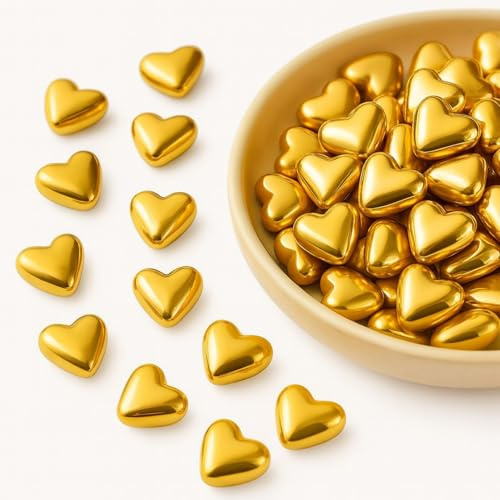 Lozadia 100g Edible Heart Sprinkle Cake Hearts Sprinkles Topper Decorations Cupcake Cookies Macaron Doughnut Hearts Sprinkle Cake Topper Sprinkles Wedding Party (GoldHeart)