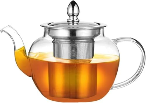 PluieSoleil Glass Teapot with Infuser, Tea Pot Strainer for Loose Tea Leaf, Large Teapot Set, Removable Mesh Filter 600ML