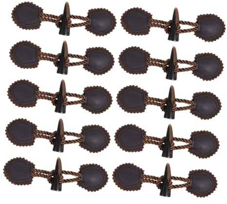 Tofficu 10 Pairs Resin Horn Toggle Closure Buttons for Winter Coats Vintage Horn Style Sewing Accessories for Overcoats Secure Fastening Clothing Buttons for DIY Crafting