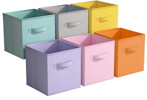 Siocok Cube Storage Boxes, 6 Pack Collapsible Fabric Storage Cube Organiser Bins with Handles, for Home Office Room Closet and Shelves Organising Item and Clothes