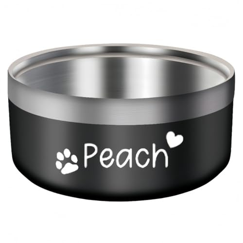 Personalisierter Futternapf Mit Namen, Individueller Hunde- Und Katzennapf Aus Edelstahl, Doppellagiger Futter- Und Wassernapf, rutschfest Und Bissfest, Geschenk for Tierliebhaber(Black)
