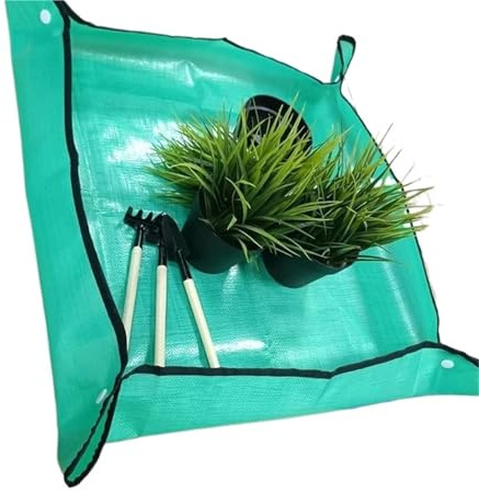 FonHNDG Gartenpflanzmatte Pflanzmatte, 50–100 cm, Gartenarbeit, Blumenerde, faltbar, for Gartenpflanzen, Blumentopf, Umpflanzen, wasserdichte Matten, Pflanzenzubehör(100x100cm-Green)