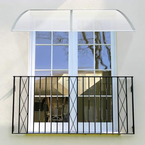 Auvent pour Porte d'entrée Marquise Porte Exterieur de Toit Auvent en Arc de Hangar en Polycarbonateet Cadre pour Maison de Fenêtre de Balcon de Garage,100 * 200cm